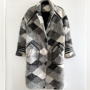 Oversized Argyle Wool Blend Jacket